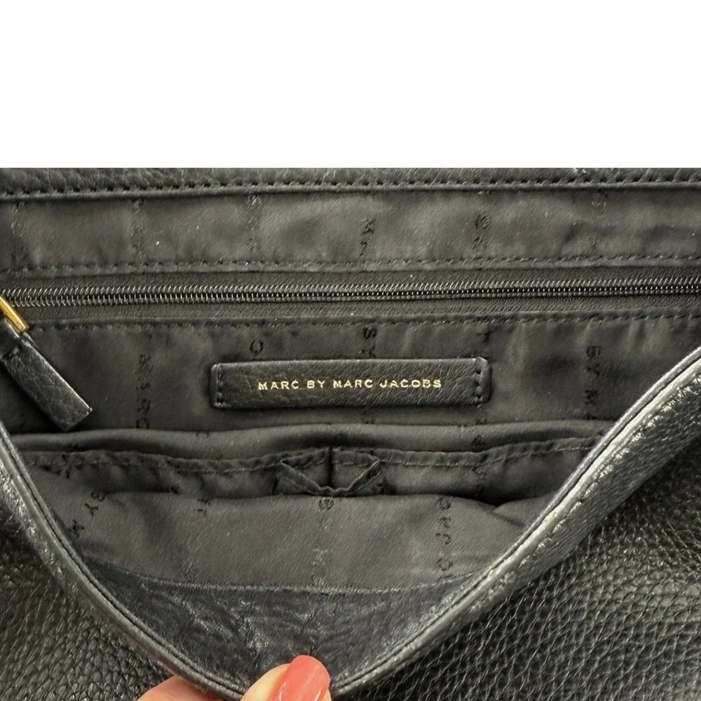 Marc By Marc Jacobs Black Leather Shoulder Bag Crossbody Purse‎ Flap 12